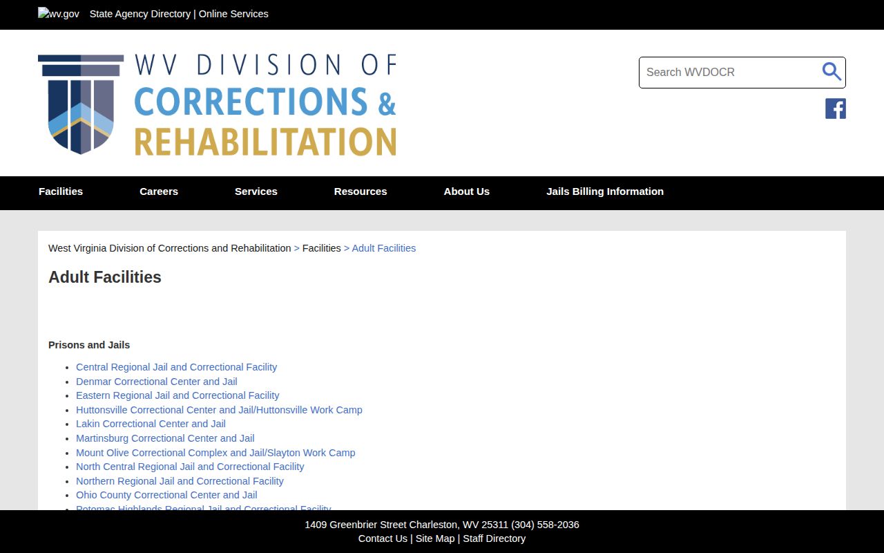 WVDCR state correctional facilities release search for Wayne County